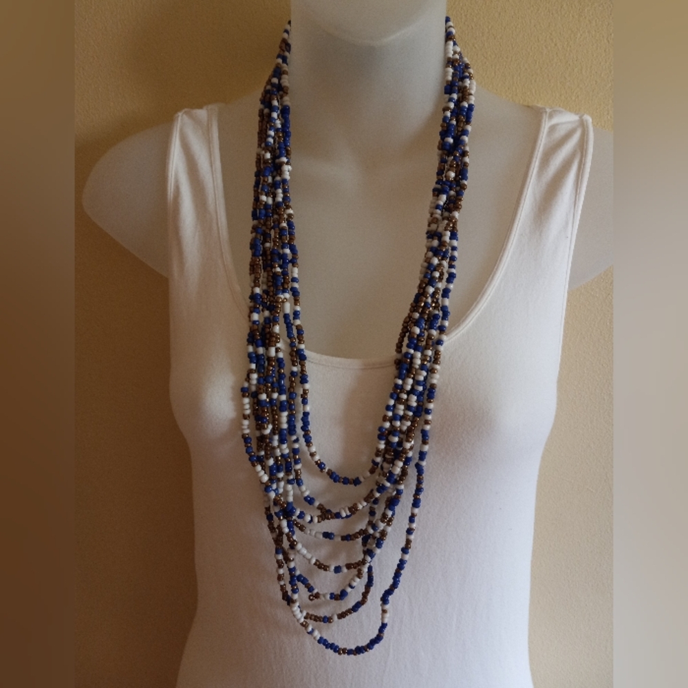 Multi Colored Glass Beads Statement Necklace - image 1